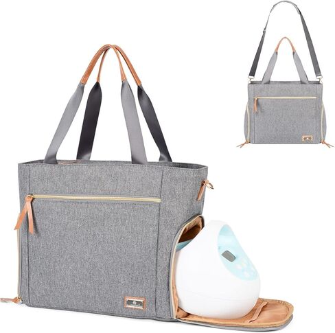 حقيبة حفاضات الأطفال من فانليستار، حقائب حفاضات كبيرة للسفر للأمهات العاملات، تناسب ميديلا، مضخة الثدي سبكترا S1، S2، حقيبة مستشفى لحمل الحفاضات (رمادي) in Kuwait