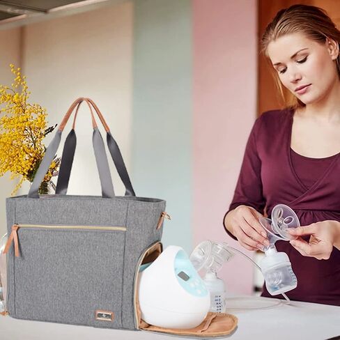 حقيبة حفاضات الأطفال من فانليستار، حقائب حفاضات كبيرة للسفر للأمهات العاملات، تناسب ميديلا، مضخة الثدي سبكترا S1، S2، حقيبة مستشفى لحمل الحفاضات (رمادي) in Kuwait
