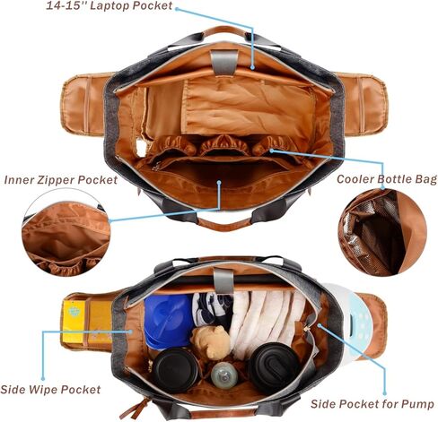 حقيبة حفاضات الأطفال من فانليستار، حقائب حفاضات كبيرة للسفر للأمهات العاملات، تناسب ميديلا، مضخة الثدي سبكترا S1، S2، حقيبة مستشفى لحمل الحفاضات (رمادي) in Kuwait