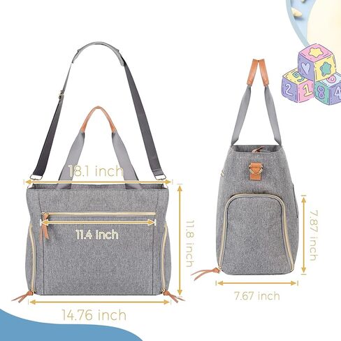 حقيبة حفاضات الأطفال من فانليستار، حقائب حفاضات كبيرة للسفر للأمهات العاملات، تناسب ميديلا، مضخة الثدي سبكترا S1، S2، حقيبة مستشفى لحمل الحفاضات (رمادي) in Kuwait