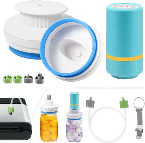 Electric Mason Jar Vacuum Sealer Kit Fits Wide & Regular Mouth Canning Sealer Set Compatible with All FoodSaver Models, Vacuum Seal Containers Vacuum Zipper Bags in Kuwait