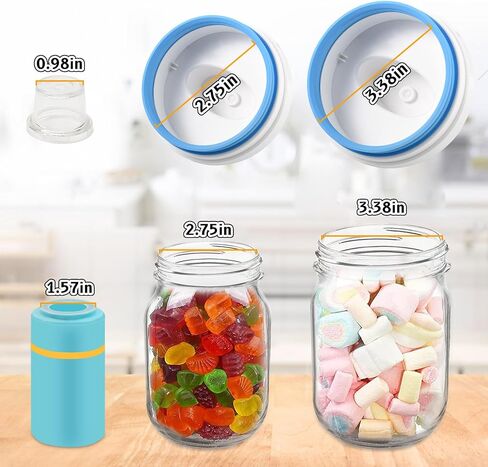 Electric Mason Jar Vacuum Sealer Kit Fits Wide & Regular Mouth Canning Sealer Set Compatible with All FoodSaver Models, Vacuum Seal Containers Vacuum Zipper Bags in Kuwait