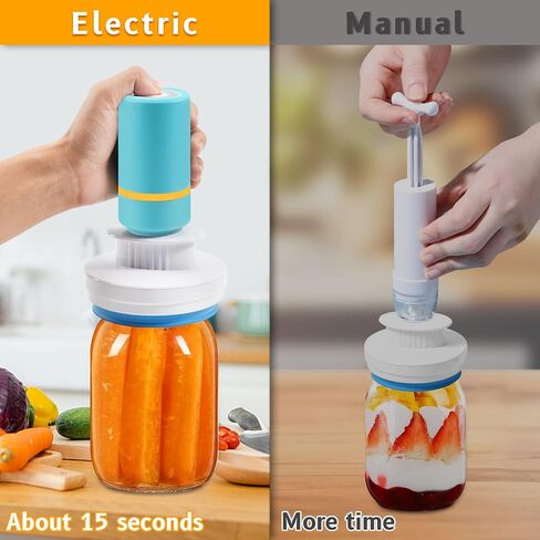 Electric Mason Jar Vacuum Sealer Kit Fits Wide & Regular Mouth Canning Sealer Set Compatible with All FoodSaver Models, Vacuum Seal Containers Vacuum Zipper Bags in Kuwait