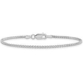 IceCarats 14K Solid White Gold 1.7mm Spiga Wheat Link Chain Bracelet