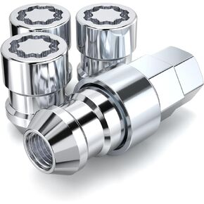 White Knight MG40710SAM Chrome M12x1.50 Thread Size (1.30" L) Conical Seat Socket Type Wheel Locks, 4 Pack