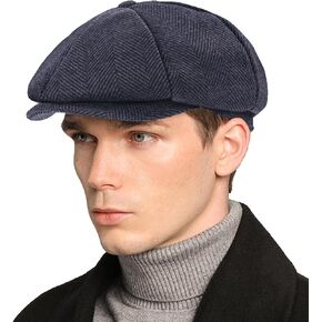 Men’s Woolen Newsboy Cap Tweed Gatsby Ivy Cabbie Flat Golf Hat Present for Fathers Women Unisex