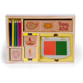 Diwali Wooden Stamp Set – Perfect for Rangoli, DIY Crafts, Card Making & Festive Decorations – Ideal Gift for Diwali, Arts & Crafts Enthusiasts, and Celebrations