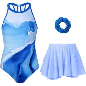 MODAFANS Gymnastics Leotards for Girls With Skirt Sparkly Ballet Dance Activewear