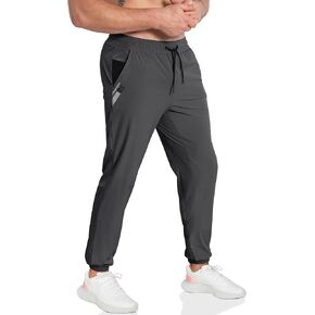 BROKIG Mens INZIP Workout Jogger Track Pants,Contrast Gym Athletic Sweatpants Lightweight Running Pants Zipper Pockets