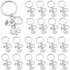 iMagitek 25 Pcs Yoga Keychain Lotus Flower Keychain Yoga Teacher Keychain Yoga Instructor Gift Buddhist Encouragement Keychain Yoga Lovers Gift