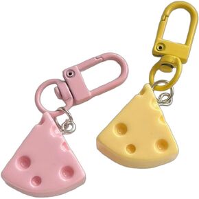WGF 2 Pcs Resin Cheese Key Chain Yellow and Pink Cartoon Cheese Key Rings DIY Keychains for Kids’Gift, Boys and Girls' Gift