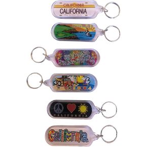 Set of 6 California Los Angeles Souvenir Keychain Collection, 3 inch