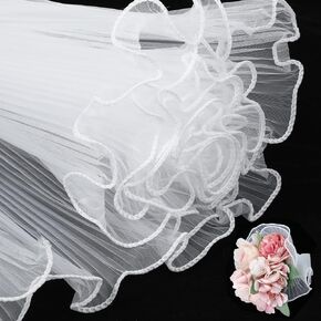 APLZGMG 4.37 Yards Flower Wrapping Mesh Paper, White Floral Bouquet Wrapping Paper Bouquet Packaging Paper Wrinkled Translucent for Valentines Florist Supplies Wedding Gift Packaging