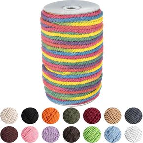 Craft County Natural Macramé Cotton Rope – Knitting, DIY, and Wall Hangings – Black 4mm (50 Meters)