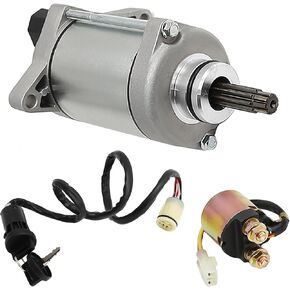 Starter with Relay & Ignition Switch Replacement for Honda Rancher 420 TRX420 2019-2007 Foreman TRX500FE FM 2019-2012 TRX500FA 2019-2015 TRX500FPE FPM 2013-2012 Replace 31200-HR0-F01/31200-HP5-601