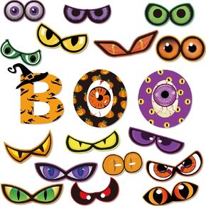 Halloween Cutouts Halloween Bulletin Board Decorations Spooky Eyes Cut Outs Trick or Treat Boo Sign Party Supplies for Kids Students Classroom Wall Decors
