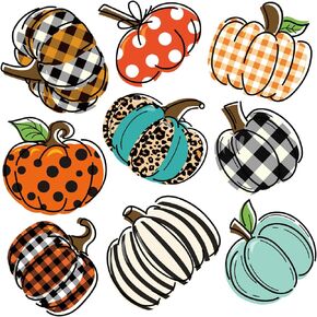 Quera 90Pcs Pumpkin Classroom Bulletin Board Decorations Fall Cut-Outs Cutouts Farmhouse Home Accents with Glue Point Dots for Halloween Fall Thanksgiving Home Classroom Bulletin Board
