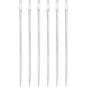 uxcell 6 Pcs Large Eye Sewing Needles, 3.94 Inch 2.3mm Steel Embroidery Thread Needle Sewing Big Eye Needle Knitting Needles for Hand Sewing Art Crafts, Silver