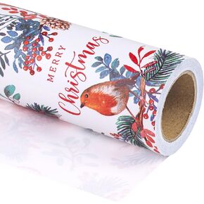 WRAPAHOLIC Kraft Christmas Wrapping Paper - Mini Roll - 17 Inch x 33 Feet - White Nutcracker Design for Christmas, Holiday, Party Celebration