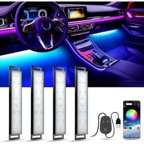 YiLaie LED Lights for Car Interior, Smart Car LED Lights Interior with App Control, RGB LED Car Lights Interior with Music Mode, LED Interior Car Lights with Car Charger DC 5V