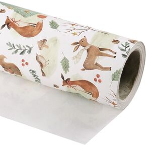 WRAPAHOLIC Kraft Christmas Wrapping Paper - Mini Roll - 17 Inch x 33 Feet - White Nutcracker Design for Christmas, Holiday, Party Celebration