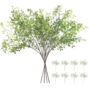 Artificial Plants 8PCS 45 Inch Green Faux Leaf Eucalyptus Branches for Greenery Long Stems Fake Ficus Branches Plants Vase Filler Decor (8 Branches,Green,45 inch/Branches)