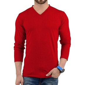 Plain Long Sleeve Shirts for Men- V Neck Mens Long Sleeve Tee Shirts- V Neck T Shirts Men