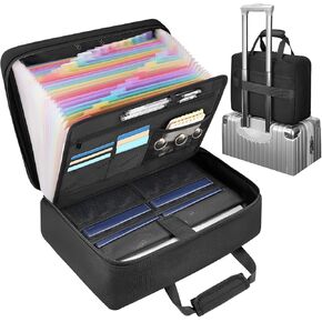 DEEGO Accordion File Organizer with Handle, 26 Pockets Important Document Organizer Folio A4 Letter,Laptop, Legal Files, Receipt，Portable Expanding File Folder Binder Organizer for Office, School