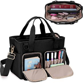 Teamoy Bible Tote Bag for Women, Bible Cover Carrying Case Church Bag with Water Bottle Pocket and Shoulder Strap, Pink Quilted
