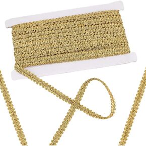 PH PandaHall 15.3 Yards Golden Gimp Braid Trim 1/2 inch Polyester Braid Ribbon Filigree Gimp Braid Trim Upholstery Trim Decorative Woven Braid Trim for Sewing Upholstery Curtain Costume DIY Crafts