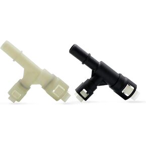 SMMS Heater Hose Connector 1Pair, Heater Core Hose Tee Connector Oulet + Inlet Hose Connector Compatible with Chevy GMC Cadillac Escalade Yukon Sierra Haval H2, White and Black