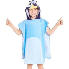 Bluey Towelling Poncho - Hooded Robe for Kids - One Size Cotton Changing Robe - Holiday Beach Poncho, Swimming, Bath