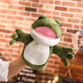 Frog plush hand puppet, about 9.84inch green frog plush animal hand puppet plush toy, Birthday children's parent-child interactive early education toys, Christmas, cute role-playing