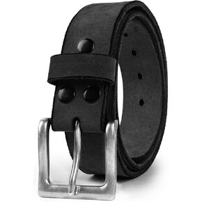 NPET Mens Leather Belt Full Grain Vintage Distressed Style Snap on Strap 1 1/2" Wide with Buckle