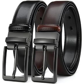 DOOPAI Reversible Leather Belt for Men 1.25" - Dual Sided Dress and Casual Belt, Trim to Fit, 2 Styles in One Belt