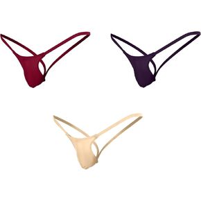 Men's V-Back String Thong Sissies V-string Sexy Low Rise Backless Thong 3 Pack