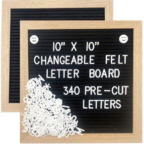 Felt Letter Board with Stand Oak Frame Wooden Office Wall Decor Sign Board with Changeable Letters Porch Signs Outdoor 2Pcs