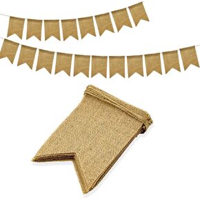Burlap Banner, 15PCS Blank Banner to Decorate, Prestrung Burlap Flags, Swallowtail Custom Banner, 5"x7" Customizable Burlap Banner for Holidays, Wedding, Baby Showers, Birthday Decoration