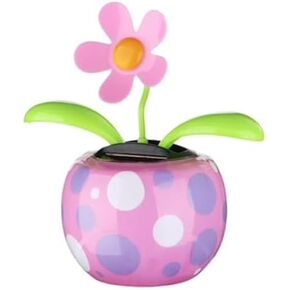 Solar Dancing Solar Powered Dancing Pink Flower in Colorful Shape Flip Flap Animated Bobblehead Dancer Window Sun Catcher Car Dashboard Decor Solar Power Kits