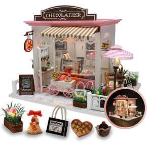 DIY Dollhouse kit for Adults– Adult Doll House – DIY Miniature Dollhouse Kits for Adults – Fun DIY Project House Kit in A Box, Accessories with Glue, Tools, Manual Included