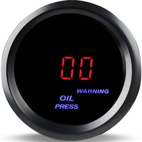 WATERWICH 2" 52mm Oil Pressure Gauge Kit for Car Truck Marine Vehicle Automotive Red