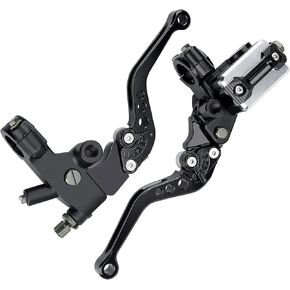 Universal Motorcycle 7/8" 22mm Handlebar Brake Master Cylinder Clutch Lever CNC Left & Right Set Compatible with Harley Honda Kawasaki Suzuki Yamaha (Black)