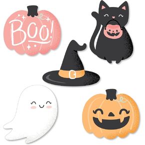 Big Dot of Happiness Pastel Halloween - DIY Shaped Pink Pumpkin Party Cut-Outs - 24 Count