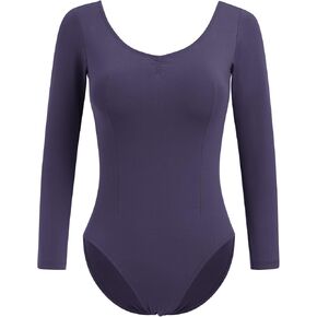 IBAKOM Ballet Leotard for Women Long Sleeve Scoop Neck Backless Gymnastics Leotards Ballerina Plus Size Dance Leotards