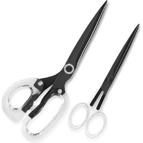 Mouchoi 2 Pack Scissors Set, Acrylic Scissors, One Big Fabric Scissors, One Small Scissors, School Supplies Craft Supplies, Black