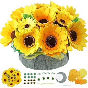 BAZIMA DIY Felt Flower Art Craft Kit,Felt Rose and Lavender Kit, Floral Gifts,Arrange Pre-Cut Felt Flowers and Foliage