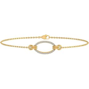 FINEROCK 1/10 Carat Carat Oval Shape Diamond Bracelet with Cable Chain925 Sterling Silver or in 18K Yellow Gold over Sterling Silver (6.5 Inch to 7.5 Inch)