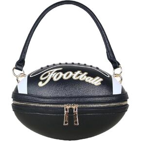 Women Football Shaped Crossbody Shoulder Bag Rugby Handbag PU Leather Unique Novelty Football Purse