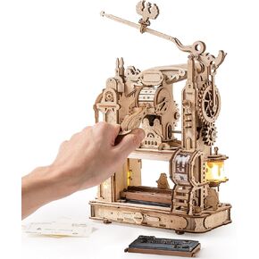 ROBOTIME Printing Press Wooden Puzzle, 3D Puzzles for Adults and Teens, Mechanical Wooden Model to Build, Unique Toy House Warming Birthday for Women/Men