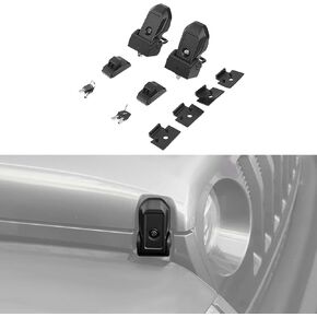 Hoolcar Hood Latches Anti-theft Hood Lock Catch Compatible with Jeep Wrangler JK JKU JL JLU & Jeep Gladiator JT 2007-2024, Black